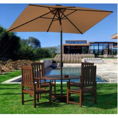 Parasols Patio Umbrella, 2x3m LED Lighted Sun Umbrella w/Tilt Adjustment and Fade-Resistant Fabric Rectangle Outdoor Table U