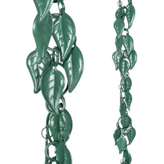 Monarch Rain Chains 18210 Aluminium-Regenkette, kaskadierende Blätter, 2,4 m Länge, Ersatz-Fallrohr für Dachrinnen, Grün