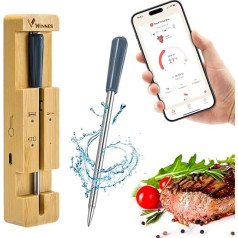 Termometrs Bluetooth bezvadu 100 m gaļas termometrs ar keramikas rokturi Grila termometrs Gaļas termometrs gaļas cepšanai Termometrs cepeškrāsns grilam Virtuves grillam BBQ kūpinātājam Rotisserie, iOS/Android saderīga lietotne