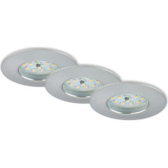 Briloner Leuchten 7204-039 LED Einbauleuchte, Spots, Deckenstrahler, Deckenspot, Lampen Wohnzimmer, 230v, 5 Watt, 400 Lumen, Badezimmer geeignet IP44, energiesparend, 3er Set, rund, aluminium