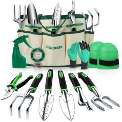 DEWINNER 11-teiliges Gartengeräte-Set, Aluminium-Garten-Sets mit Gartenwerkzeugtasche, Gartengeräte und Ausrüstung, Gartengeschenke für Frauen