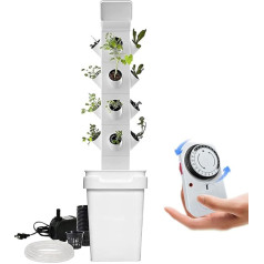 Hydrokultur-Anbausystem, 24 Pods, vertikaler Hydrokultur-Turm, intelligentes Garten-Pflanzgefäß-Keimungsset, Aeroponik-Anzuchtset mit Feuchtigkeitspumpe, Adapter, Netztöpfen, Timer für Kräuter,