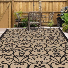 ROMROL Āra paklājs 5x8ft Vintage Vine Weave Patio salokāms atgriezenisks plastmasas salmu kempinga paklājs liels paklājs paklājs RV veranda klājs Camper