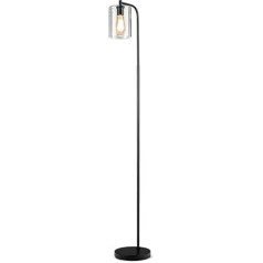 COSTWAY 168 cm moderna stāvlampa ar kājas slēdzi, E27 spuldzes pamatni un stikla abažūru, lasīšanas lampa viesistabai, kabinetam, guļamistabai