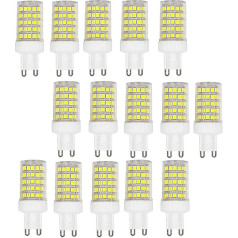 GOUGEER Pack of 15 G9 10 W LED spuldzes G9 100 W halogēnās spuldzes G9 1000 Lumens, Cool White 6000 K, Ceramic Base, Non-Dimmable Bulb for Lighting at Home, G9 Capsule Bulbs