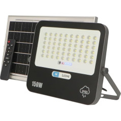 M Ledme Milan LED-Solarstrahler, 150 W, mit Fernbedienung, Dämmerungssensor, IP65, 2200 Lumen, kaltes Licht (6000 k), Außenbeleuchtung, Wegbeleuchtung, Verwendung für Garten, Terrasse.