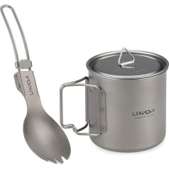 Lixada Titanium Collapsible Mug with Lid and Folding Fork