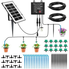 PiscatorZone Automatisches Solar-Tropfbewässerungssystem, 12,7 m, solarbetrieben, automatisches Bewässerungsgerät, unterstützt Töpfe und Pflanzen, Solar-Tropfbewässerung für Innen- und Außenpflanzen