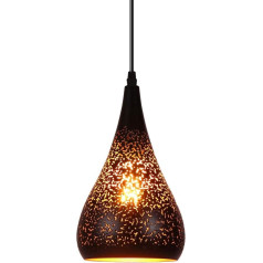 SISVIV Oriental Lamp Pendant Light Black Gold Pierced Lampshade Hollow Chandelier Retro Metal Pendant Light Griestu gaisma E27 ēdamistabai, kafejnīcai, restorānam, bāram, viesistabai