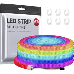 BTF-LIGHTING WS2811 RGB adresējama 360 grādu apaļa acs neona LED sloksne 3M 50LEDs/M DC5V IP67 ūdensizturīga neilona elastīga sapņu krāsu skriešanas gaismas efekts mājas dekorēšanai (tikai LED sloksne)