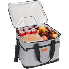 Kollea Isolierte Kühltasche - 30 litru Kühltasche Lunchtasche Box, silts un silts, drošs, ar trajektoriju, vairākām lādītēm - ideāls ceļojumam, kempingam, piknikam