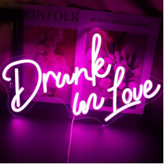 QiaoFei LED Drunk in Love Neon Sign Word USB powered with Dimmer Switch Neon Lights for Room Home Bar Art Wall Decor Party Window Living Room Decor Wedding Engagement Wall Hanging Decoration (Pink)