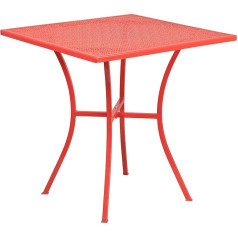 Flash Furniture Oia Commercial Quality Square tērauda kvadrātveida terases galds Metal Coral Red 28