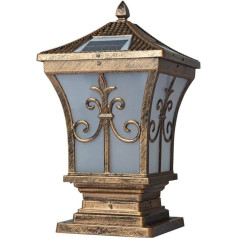 WFZRXFC Schwarze Villa Landschaftsdekoration Post Lampe American Retro Solar Pillar Scheinwerfer Kreative Spitze Outdoor-Säule Licht Innenhof Villa Landschaft Lampe