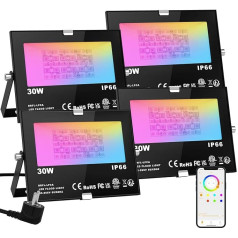 ChangM RGB светодиодный прожектор 30 Вт прожектор открытый прожектор 4 Pack Bluetooth App Control 16 млн. цветов умный светодиодный прожектор IP66 открытый про