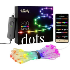 Twinkly Dots elastīgas LED pasaku gaismiņas ar 200 RGB LED diodēm - Ziemassvētku gaismiņas lietošanai iekštelpās un ārpus telpām - ar lietotni kontrolējams Ziemassvētku rotājums, caurspīdīga stieple, 10 m