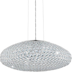 EGLO Pendelleuchte Clemente, 3 flammige Hängelampe, Elegant, Hängeleuchte aus Stahl und Kristall in Chrom, Klar, Esstischlampe, Wohnzimmerlampe hängend mit E27 Fassung