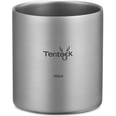 Tentock Portable Titanium Cup Tea Water Cup with Double-Walled Ultralight Outdoor Mini Titanium Mug for Camping Picnic Hiking Travel 350 ml / 450 ml (450 ml)