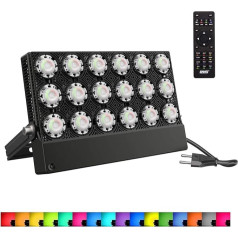 SANSI 100 W RGB LED prožektors āra prožektors ar spraudni, prožektors ar tālvadības pulti, IP66 ūdensizturīgs āra prožektors ar 16 krāsām un 4 režīmiem, atmiņas funkcija, garastāvokļa apgaismojums