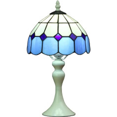 Bieye L30042 Mittelmeer- Buntglas-Tischlampe im Tiffany-Stil für Bett und Wohnzimmer, 38cm groß