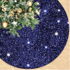 ROMANKAS Navy Blue Ziemassvētku eglītes svārki 21 collu Mini Sparkle Tree Skirt Velvet Xmas Tree Skirt Mat bieza Glittery Tree Cover Skirt Personalizēta Ziemassvētku eglītes svārki Xmas Party Celebration