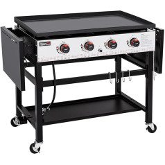 Royal Gourmet GB4002 Gasgrill mit 4 Brennern, 91,4 cm, Propan Grill, Teppanyaki-Grill, für Outdoor-Events, Camping und Grillen, Schwarz