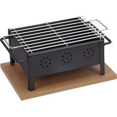 Tischgrill mit Edelstahl-Rost, 25x20 cm Schwarz