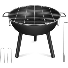 53,3 cm tragarer Holzkohlegrill mit klappbaren Beinen für Outdoor-Kochen, Grillen, Camping, BBQ