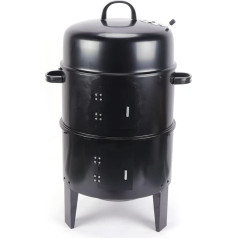 3 in 1 Smoking Bin, 40 cm Smoker Grill Smoker, BBQ Grill Barrel with Thermometer and Lid, Smoking Grill Charcoal Grill for Barbecue, Grilled Fish, Smoked