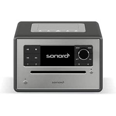 sonoro Elite CD Player with Internet Radio and Bluetooth (FM/FM, DAB Plus, Wi-Fi, Alarm Clock, Podcasts, Spotify, Amazon Music, Deezer) Matt Graphite