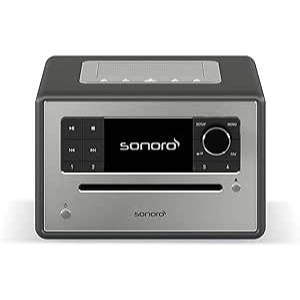 sonoro Elite CD grotuvas su interneto radiju ir Bluetooth (FM/FM, DAB Plus, Wi-Fi, žadintuvas, podcast'ai, Spotify, Amazon Music, Deezer) Matt Graphite