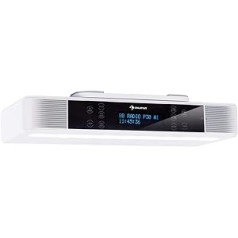 auna KR-140 Bluetooth virtuves radio - Radio, DAB+/FM radio, 2 x 3 W RMS, skārienjūtīgs displejs, brīvroku funkcija, LED gatavošanas virsmas apgaismojums, trauksmes funkcijas, 40 atmiņas sloti, balts