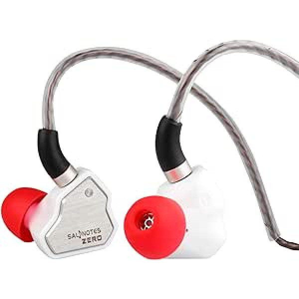 LINSOUL 7Hz Salnotes Zero HiFi 10 mm Dynamic Driver In-Ear Austiņas IEM ar metāla kompozītmateriālu membrānu, nerūsējošā tērauda priekšējo plāksni, noņemamu 2-pin OFC kabeli (balts, bez mikrofona, 3,5 mm)