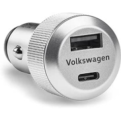 Volkswagen 000051443F adapteris USB uzlādes adapteris USB-A USB-C, ekranēts, apgaismots, 12V/24V ligzdai