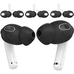 AhaStyle 3 pairs AirPods 3 ausiņas, silikona pretslīdes, neslīd lādēšanas korpusā, saderīgs ar Apple AirPods 3 2021 (3 pāri lieli, melni)