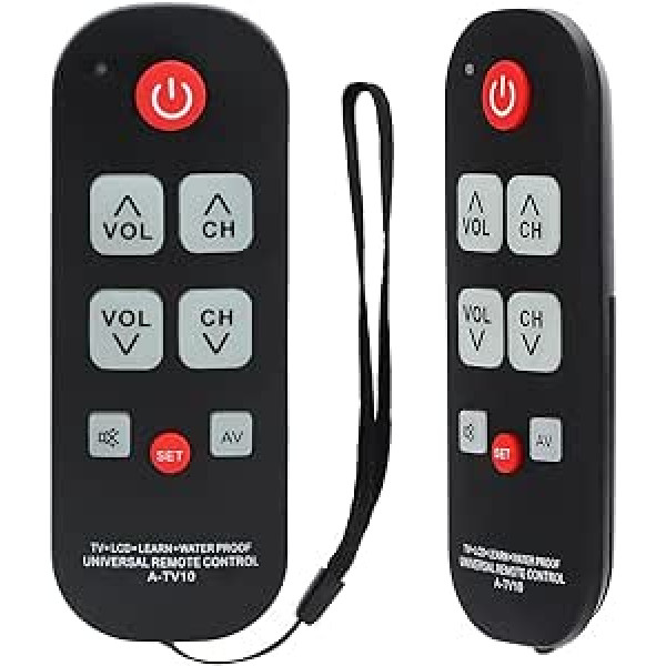 Alkia Big Button universālā tālvadības pults A-TV10, sākotnējais iestatījums priekš Lg, Vizio, Sharp, Zenith, Panasonic, Philips, RCA — ievietojiet akumulatoru darbam, nav nepieciešama programma