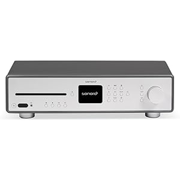 sonoro Maestro HiFi Receiver with Class D Amplifier, CD Player & Internet Radio (Bluetooth, FM, DAB Plus, Spotify, Tidal, Amazon, Deezer) Matt Graphite