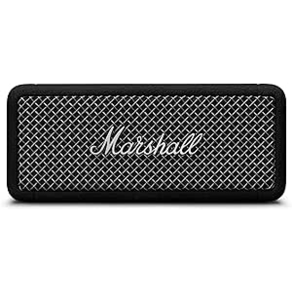 Marshall Emberton II pārnēsājamais Bluetooth skaļrunis, bezvadu, savienojams pārī, IP67 putekļu un ūdensizturīgs, vairāk nekā 30 stundu atskaņošanas laiks, ātra uzlāde, iekštelpu un āra skaļruņi — melns un tērauds