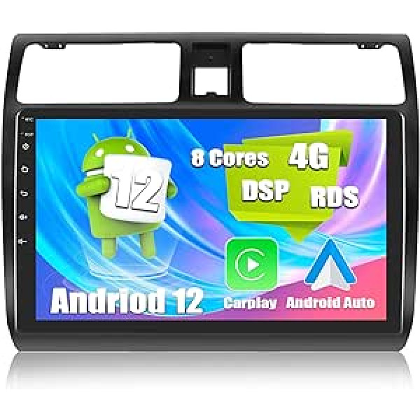 CAMECHO Android 12 automašīnas radio, kas paredzēts Suzuki Swift 2003.–2010. gadam, 8 kodolu 4G + 64 G automašīnas radio ar 10 collu ekrānu, Carplay Android Car Mirrorlink, DSP FM/AM/RDS Navi WiFi un 4G Bluetooth + atpakaļgaitas kamera