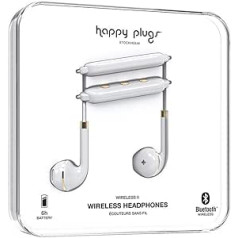 Happy Plugs Wireless II austiņas Bezvadu Bluetooth ar iebūvētu tālvadības pulti un mikrofonu, balts viens izmērs