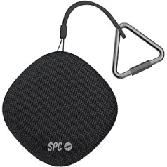 SPC Sound Go portatīvais Bluetooth 5.0 skaļrunis ar karabīni, kompakts, ilgs akumulatora darbības laiks 24 stundas, 7 W jauda, ūdensizturīgs (IPX7), īsts bezvadu stereo, USB-C, tekstila dizains