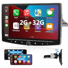 Hodozzy Wireless Carplay Android automašīnas radio 1 DIN Bluetooth 10 collu šūpojošs skārienekrāna fiziskās pogas ar Navi/WiFi/USB/HiFi/FM RDS/SWC + atpakaļgaitas kameru + ISO adapteri