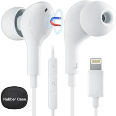 iPhone austiņas ar vadu — Lightning austiņas ar kabeļa in-ear austiņas Apgaismojuma savienojuma mikrofons un skaļuma kontrole [Apple MFi sertificēts] Saderīgs ar iPhone 14/13/12/11/SE