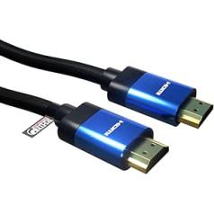 rhinocables 8K HDMI Cable High Speed Premium HDTV Braided Cable 3D, ARC, HDR 8K@60HZ, 4K@120HZ with Ethernet, Smart TV, Fire TV, X Box, Gaming, Video Display (0.5m (50cm), Blue)