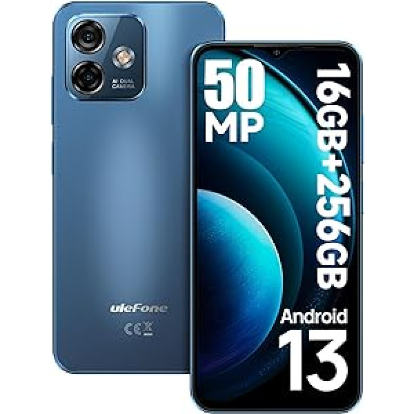 Viedtālrunis bez līguma 256GB, Ulefone Note 16 Pro 50MP kamera 16GB RAM Octa Core Android 13 Mobilais tālrunis 6,52 collu ekrāns 4400mAh, 4G Dual SIM Mobilais telefons pirkstu nospiedumu sejas ID GPS OTG 2 gadi