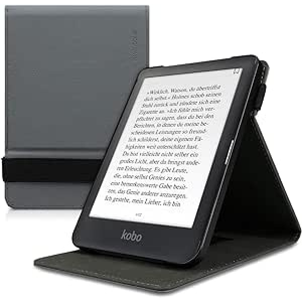 kwmobile Schutzhülle kompatibel ar Kobo Clara HD - Hülle e-Reader ar Schlaufe Ständer - - Anthrazit