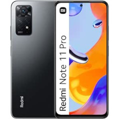 Xiaomi Redmi Note 11 Pro viedtālrunis 6+128GB, 6,67 collu 120Hz FHD+ AMOLED DotDisplay, MediaTek Helio G86, 108MP + 8MP + 2MP + 2MP AI četrkārša kamera, 5000mAh, grafīta pelēka + 2 gadu garantija (Apvienotās Karalistes versija)