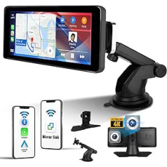 OiLiehu bezvadu Apple Carplay Android automašīnas stereo ar 4K Dash Cam priekšējo 6,86 collu skārienekrānu Carplay automašīnas radio Bluetooth atbalsta atpakaļgaitas kameru/Siri/AUX/FM/spoguļa saiti/balss vadību/DVR