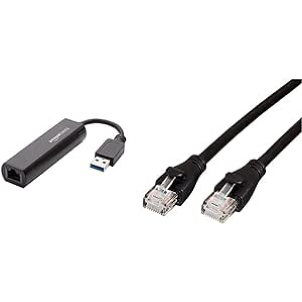 Amazon Basics 3ft USB 3.0 to 10/100/1000 Gigabit Ethernet Internet Adapter & Gigabit Ethernet LAN Cable RJ45 Cat6 Ideal for Home and Office Networks