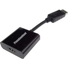 PremiumCord displeja pieslēgvieta uz HDMI adapteri, video Full HD 1080p 60 Hz, DisplayPort vīrišķais uz HDMI sietu, garums: 15 cm, melns